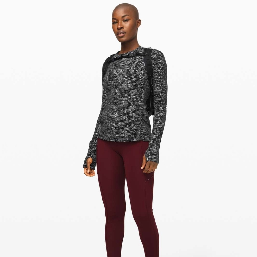 Lululemon Runderful Long Sleeve Knotted Jacquard Black White - Picture 2 of 10